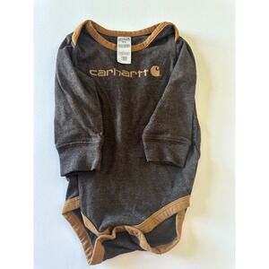 Baby Carhartt Bodysuit Brown with Camel Trim-9m
